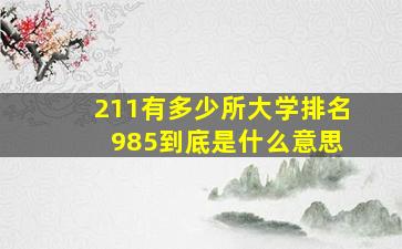 211有多少所大学排名 985到底是什么意思